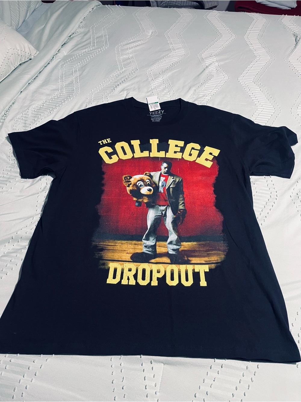 Yeezy College Dropout Graphic Print Black Crew Neck T-Shirt Men's Size Large